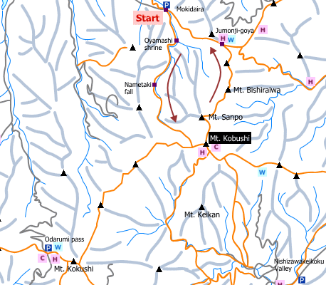 sample hiking route of Mt. Kobushi