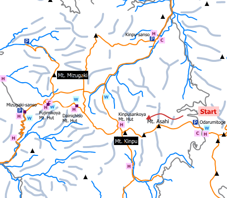 sample hiking route of Mt. Kinpu