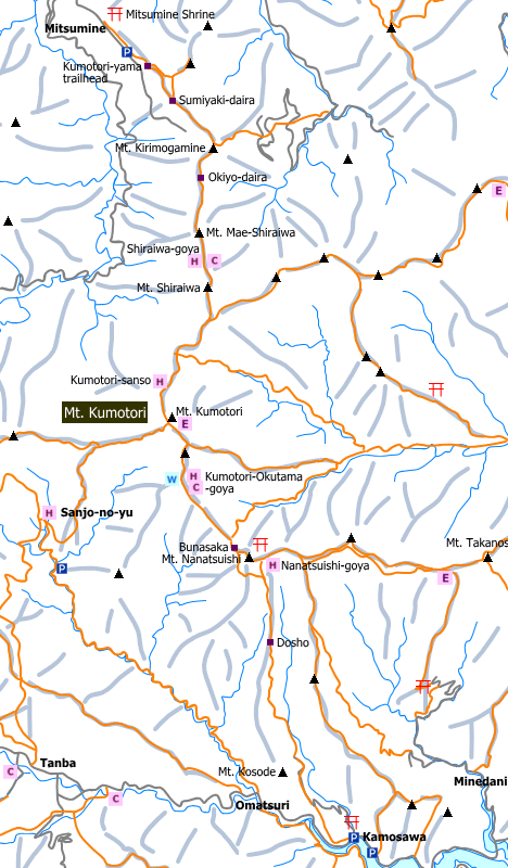 hiking route map of Mt. Kumotori