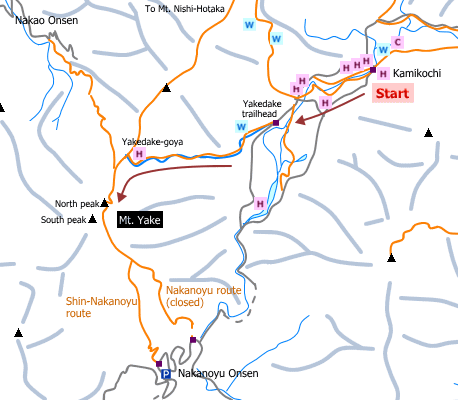 sample hiking route of Mt. Yake