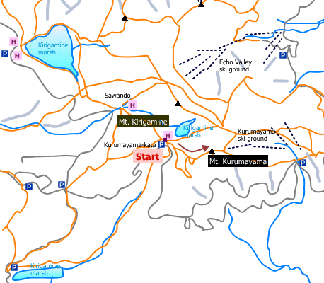 sample hiking route of Mt. Kirigamine