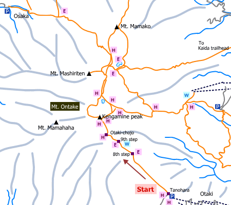 sample hiking route of Mt. Ontake