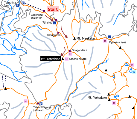 sample hiking route of Mt. Tateshina