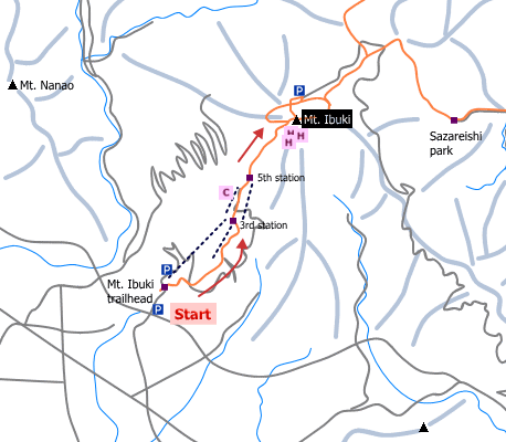 sample hiking route of Mt. Ibuki
