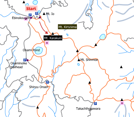sample hiking route of Mt. Kirishima