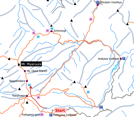sample hiking route of Mt. Miyanoura