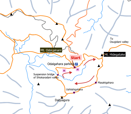 sample hiking route of Mt. Odaigahara