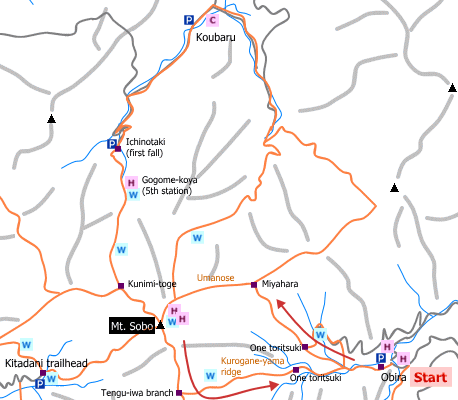 sample hiking route of Mt. Sobo