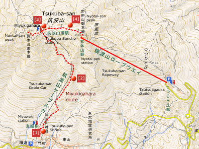 route of Tsukuba-san Hike on 18Feb2017