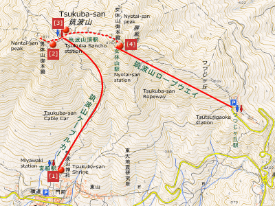 route of Tsukuba-san Hike on 18Sep2010